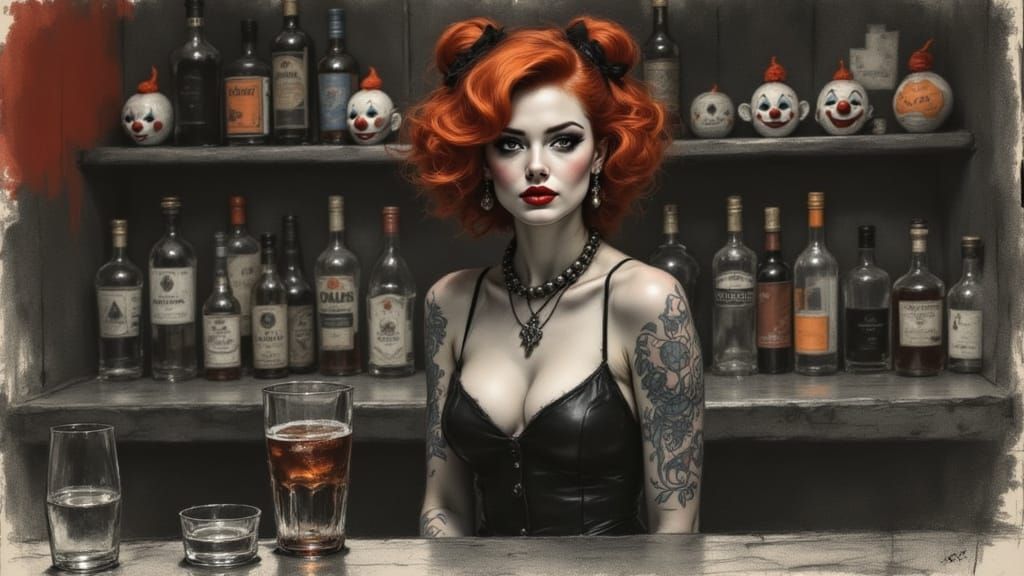 A Fiery Redhead Reigns in a Dark Dive Bar