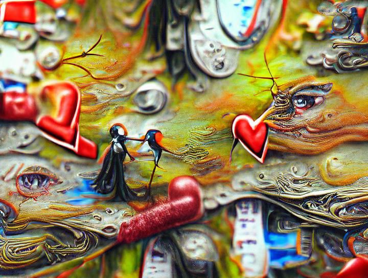Detailed Painting of True Love in Mixed Media