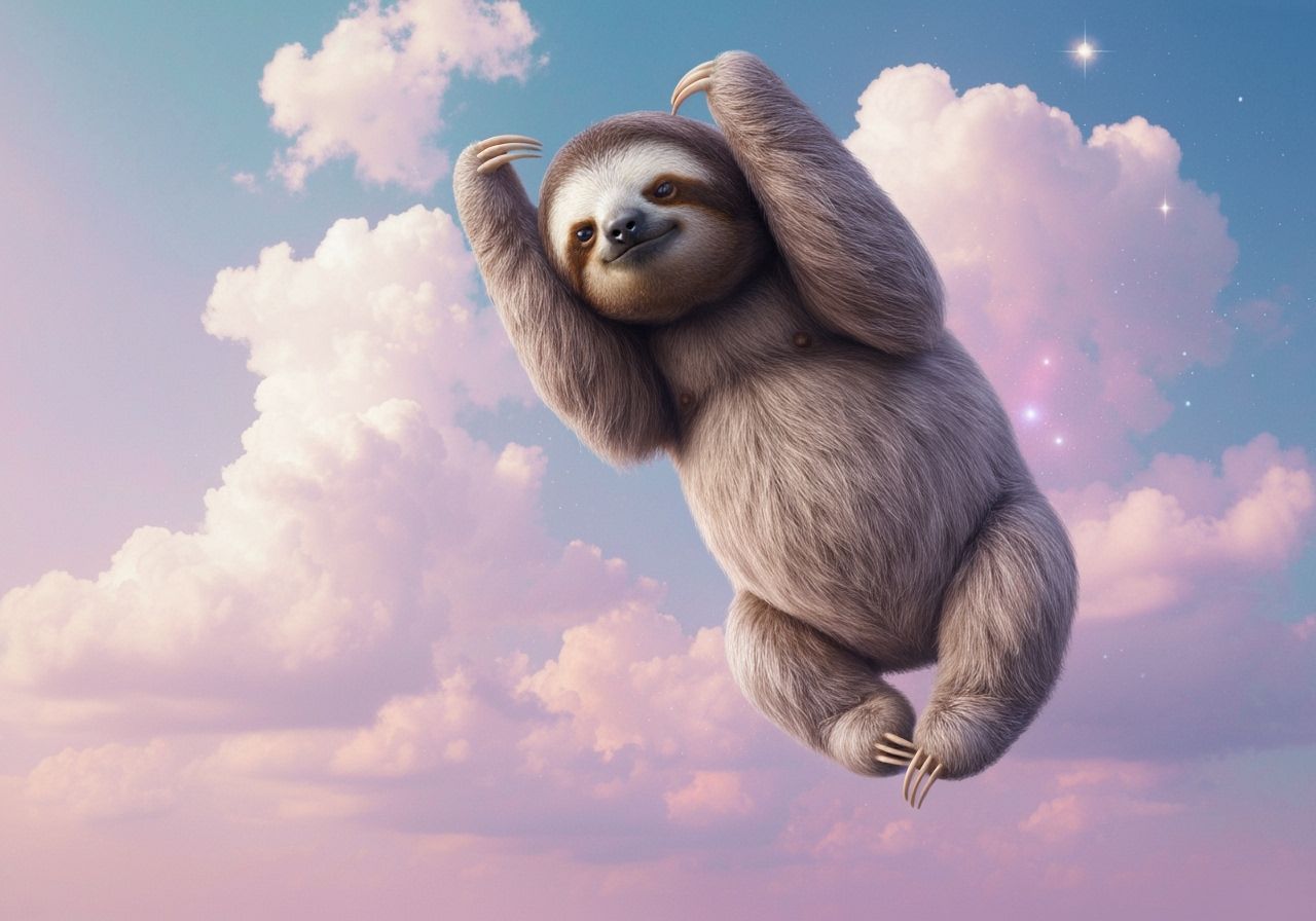 Dreamlike Sloth in Ethereal Sky