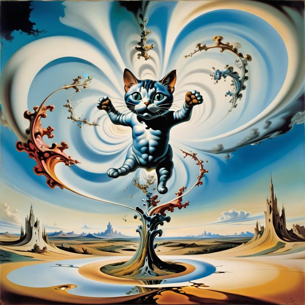 Surreal Landscape with Elastic Flora in Salvador Dali Style