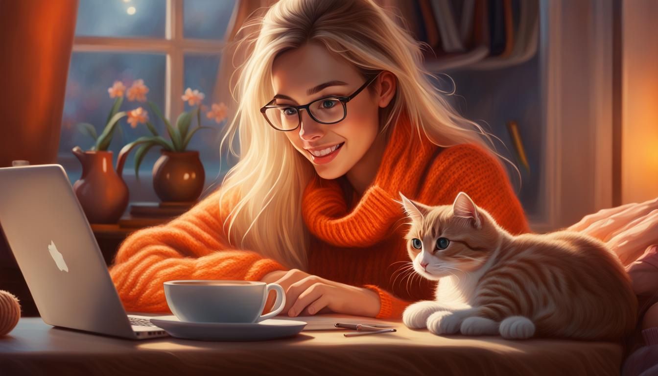 Working from home with my cosy kitty