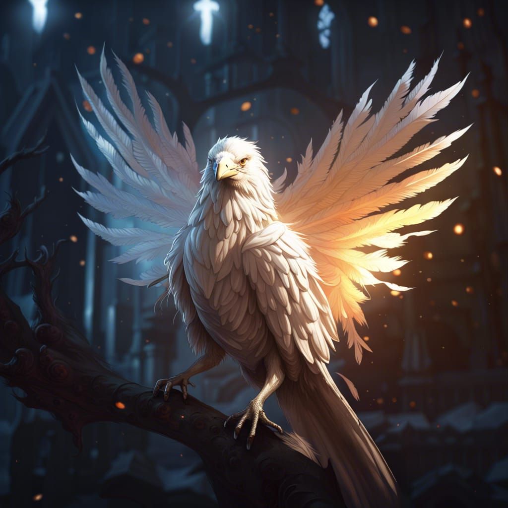 Majestic Albino Raven: Dark Fantasy Concept Art