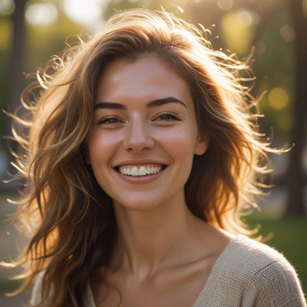 Radiant Woman Captured in Joyful Moment