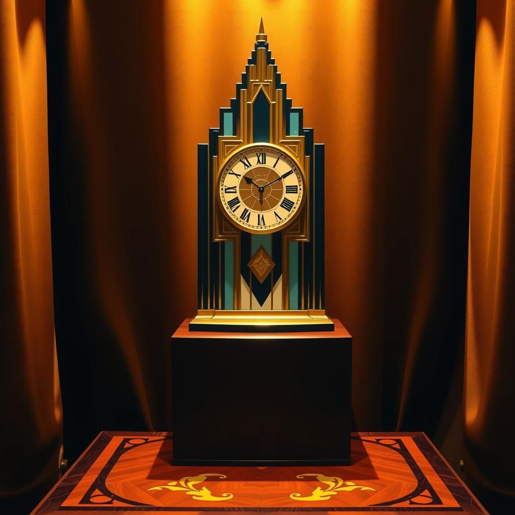 Lavish Art Deco Clock with Geometric Patterns