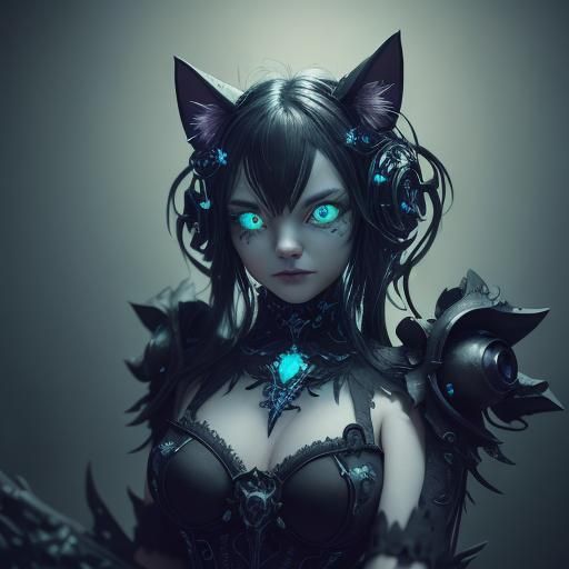 Bioluminescent Robotic Cat with Fleur-de-Lis Ornament