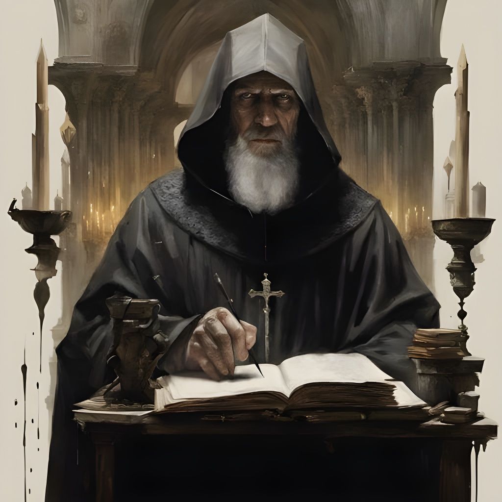 William of Ockham Portrait in Medieval Library