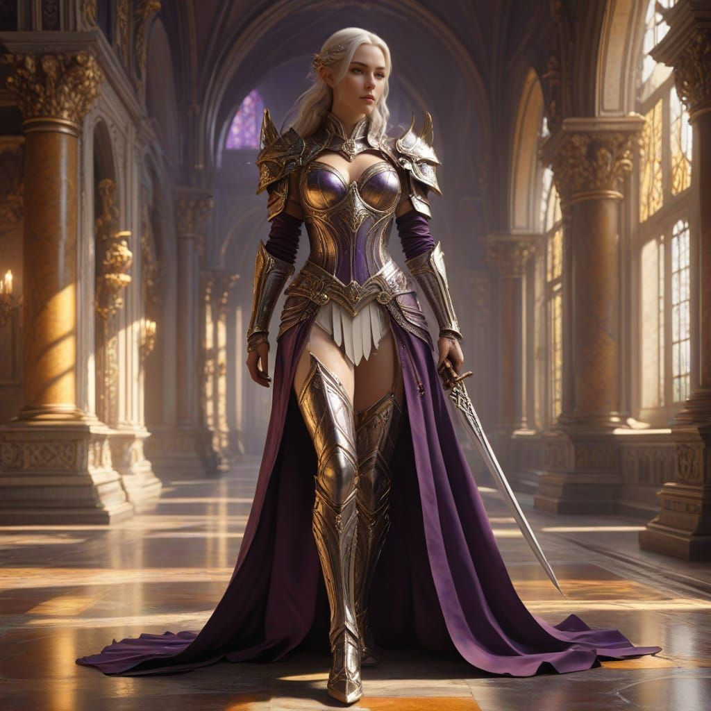 Elven Warrior-Priest with Runed Greatsword