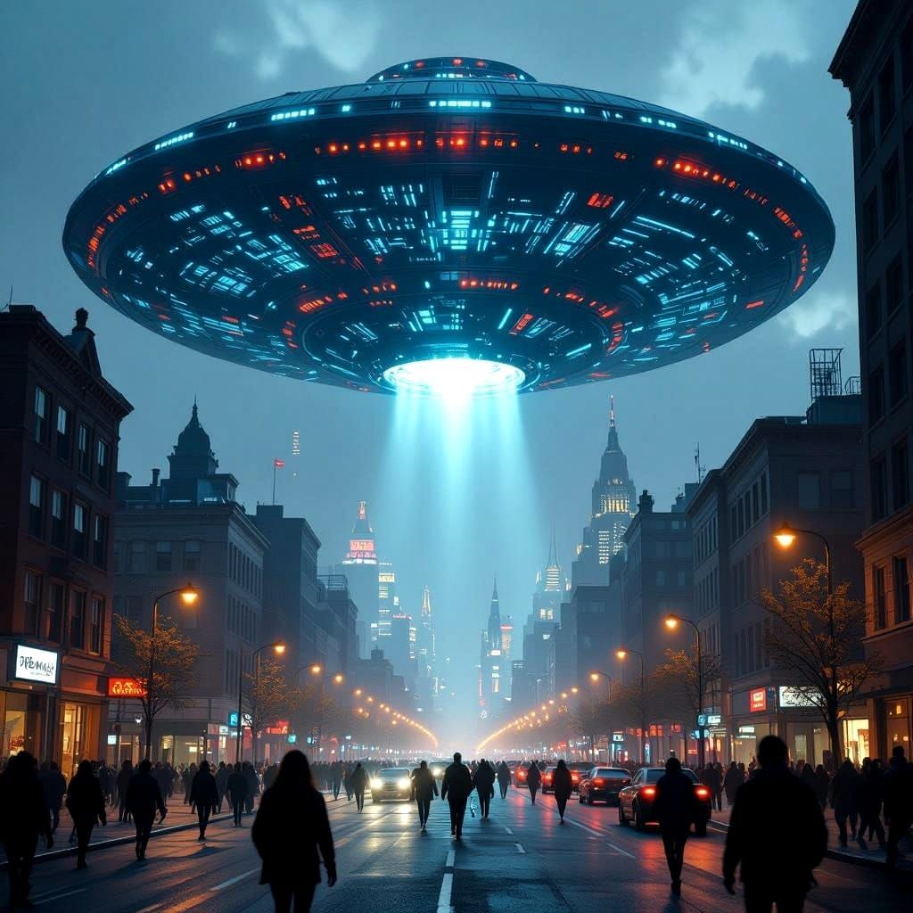 Majestic Mothership Dominates the City Skyline