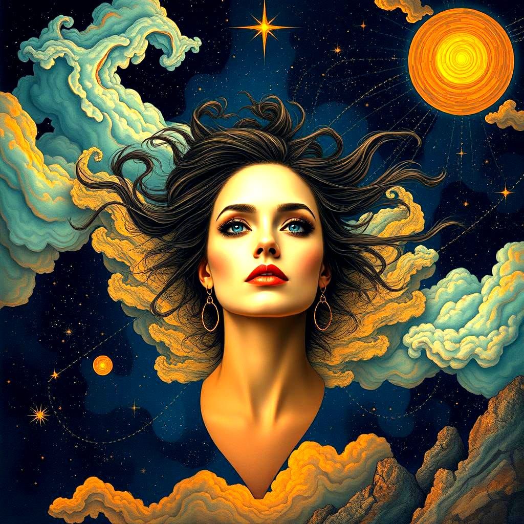 Surreal Cosmic Portrait in Abstract Style