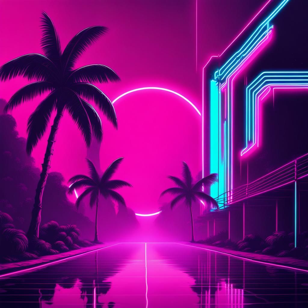 Synthwave Neon Retro Wallpaper Design