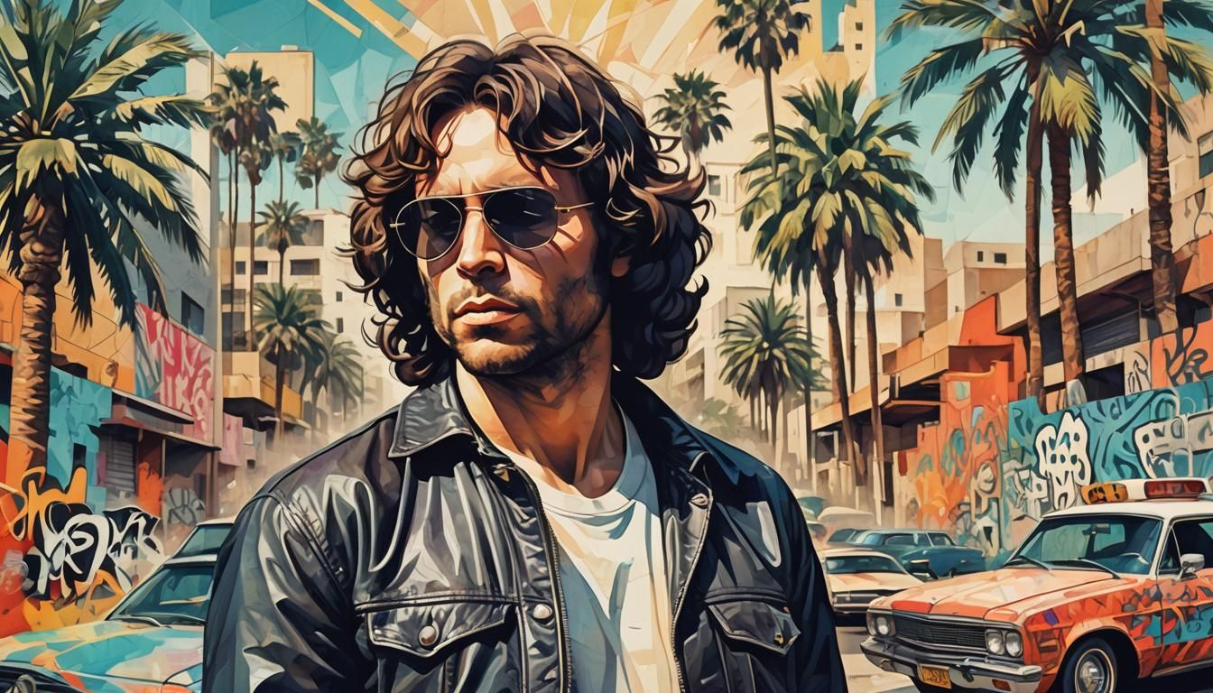 Jim Morrison in Psychedelic Pop Art Style