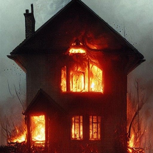 Dream of Burning House: Sinister Fantasy Art