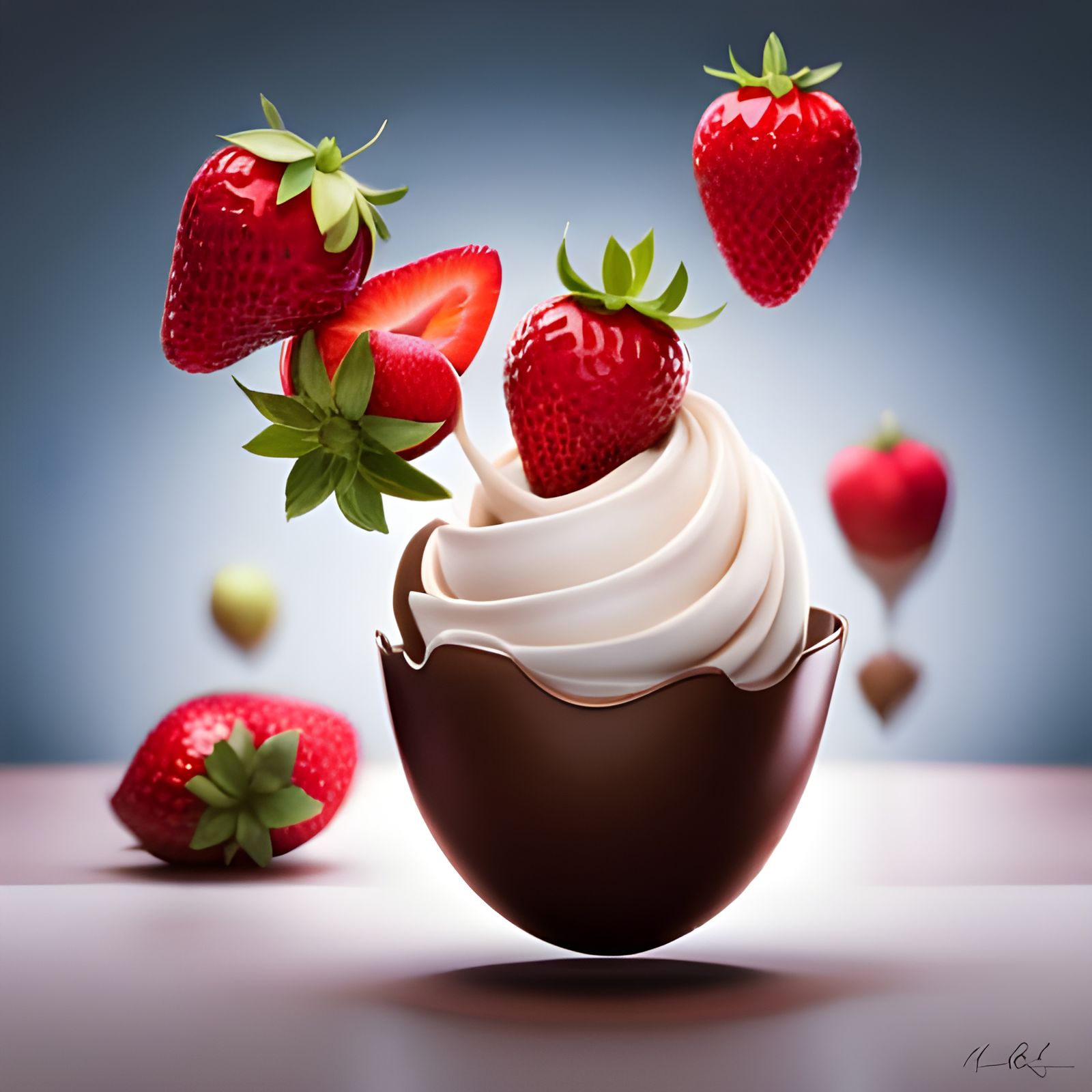 Exploding Chocolate Orb with Strawberry Ice Cream