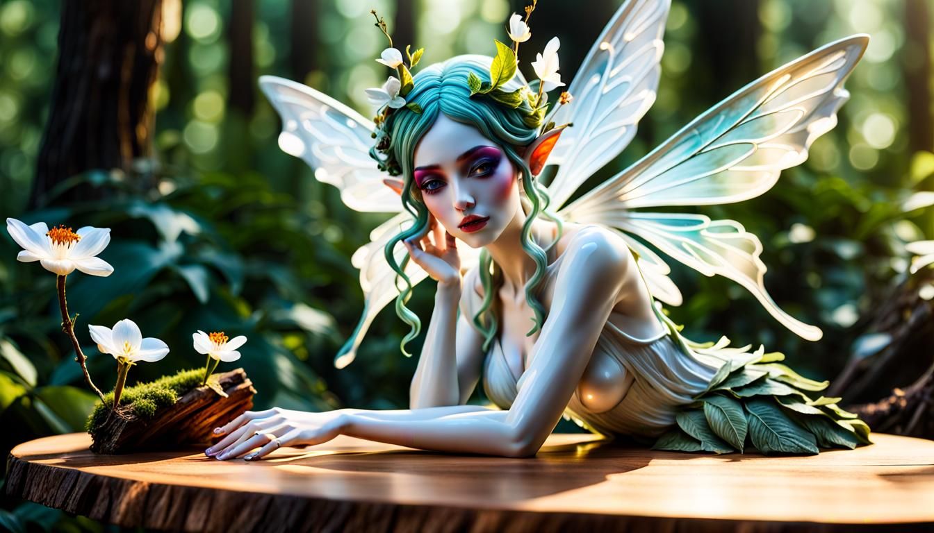 Porcelain Fairy Goddess in Enchanted Forest