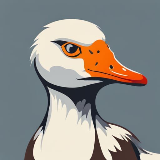 Simple Cartoon Goose Stencil on White