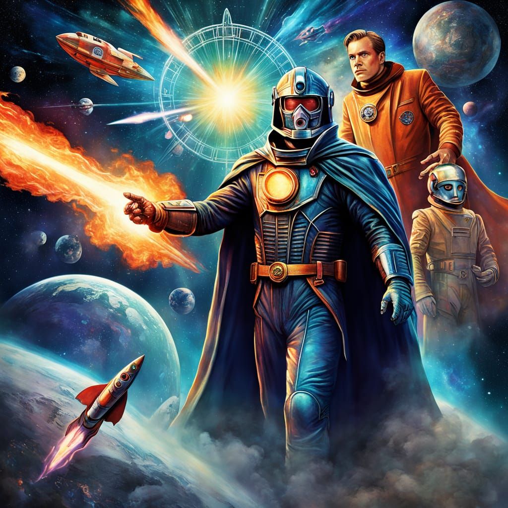 Captain Proton Space Hero Cosmic Illustration