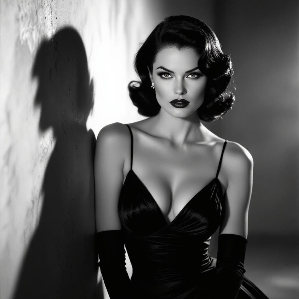 Brigitte Helm: Seductive Gaze in Noir Style