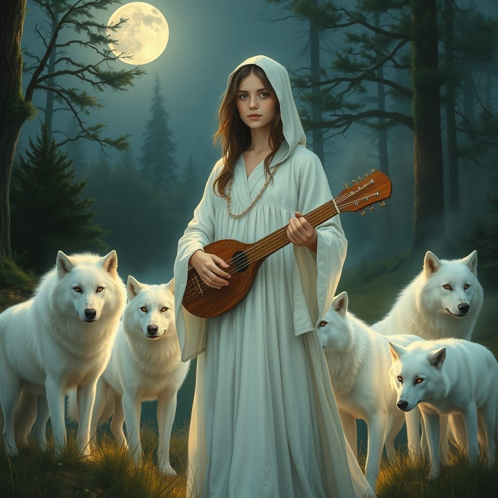 Enchanting Woman of the Woods in Mystical Landscape