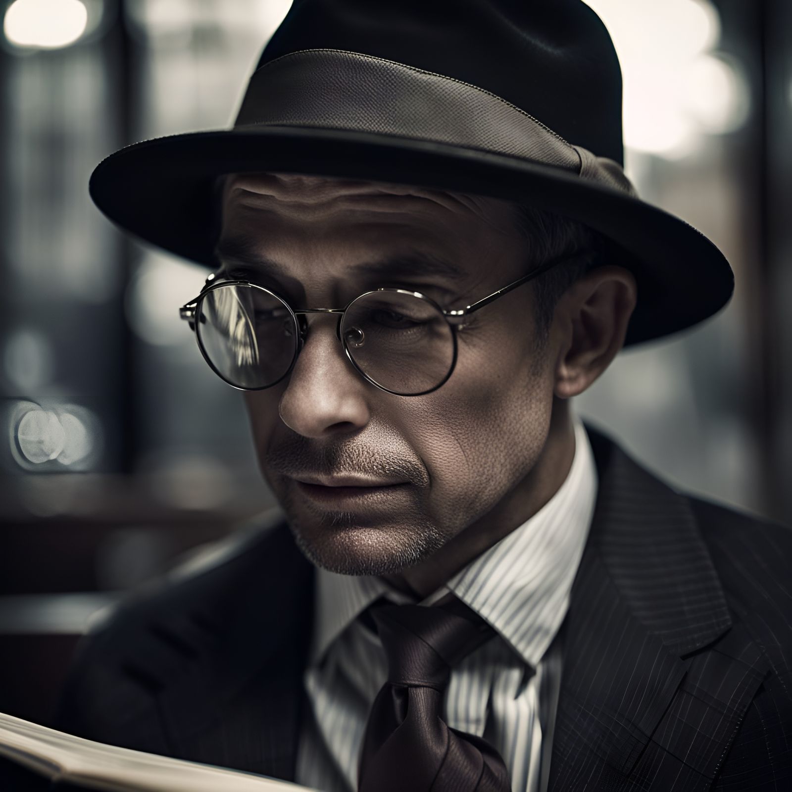 1940s Man Reading, Fine Art Portrait