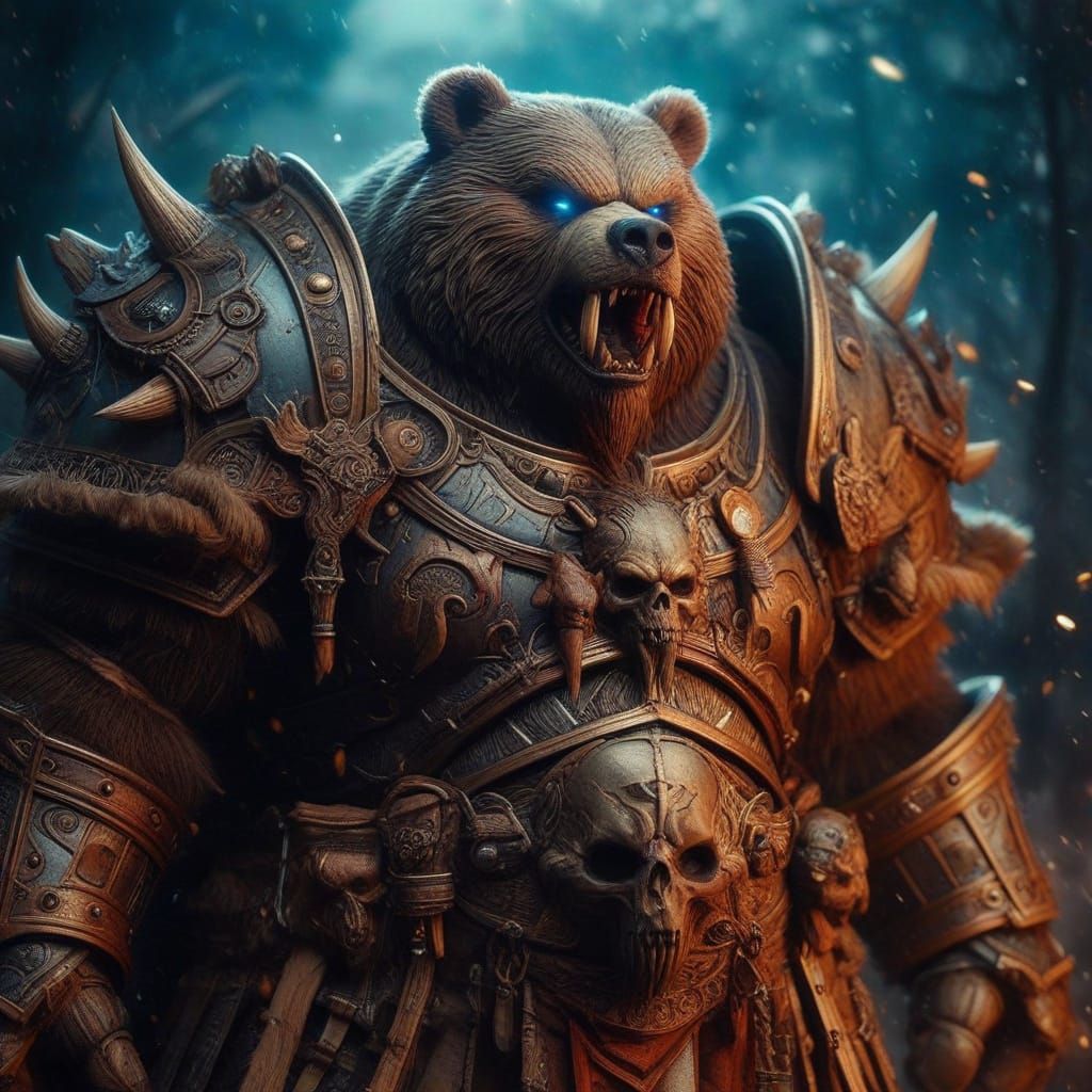 Armored Grizzly Bear Warboss: Mythic Legions Photograph