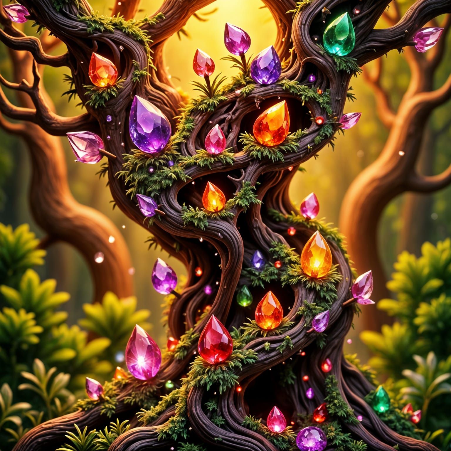 Gemstone Trees: A Surreal Natural Display