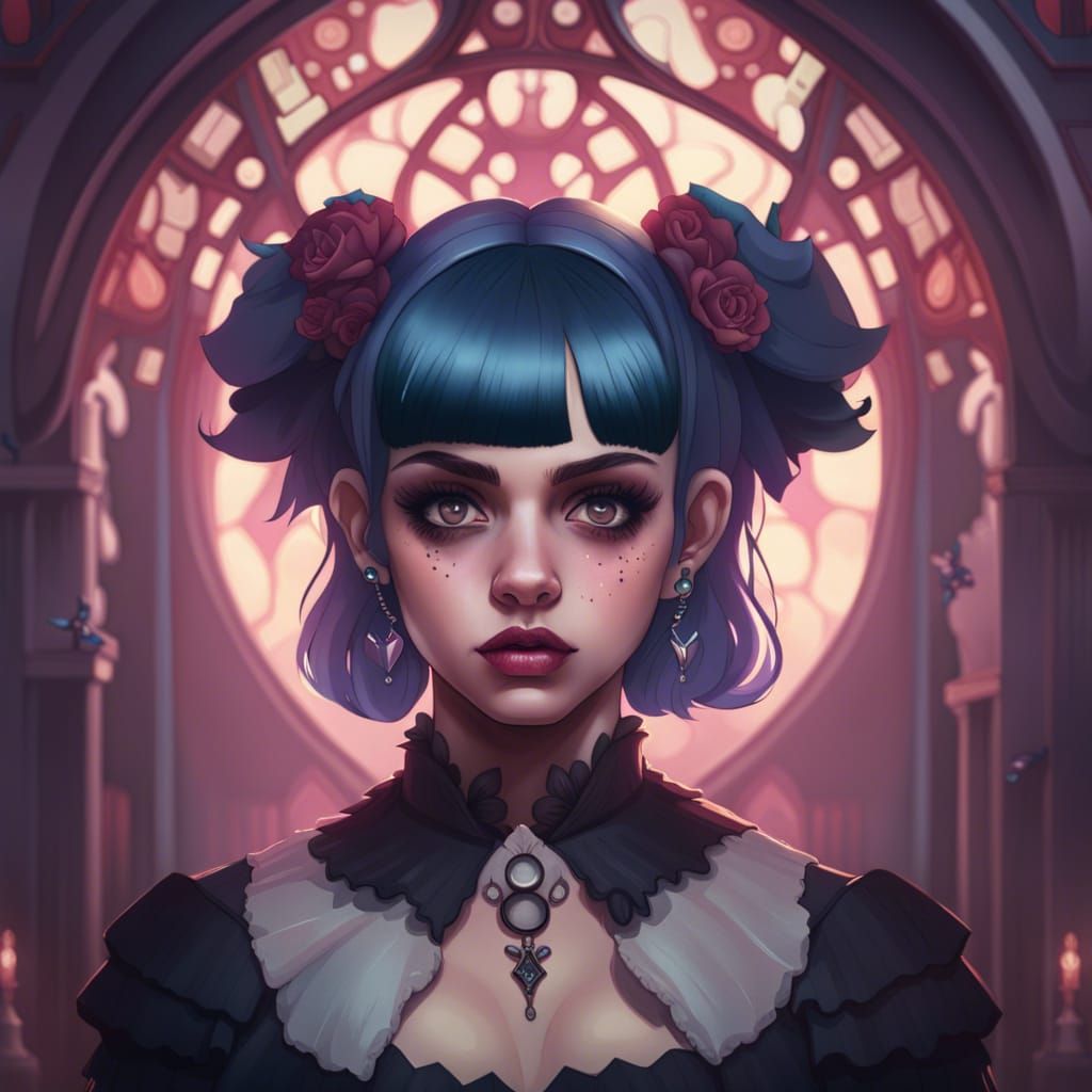 Goth Emo Portrait in Artgerm and WLOP Style