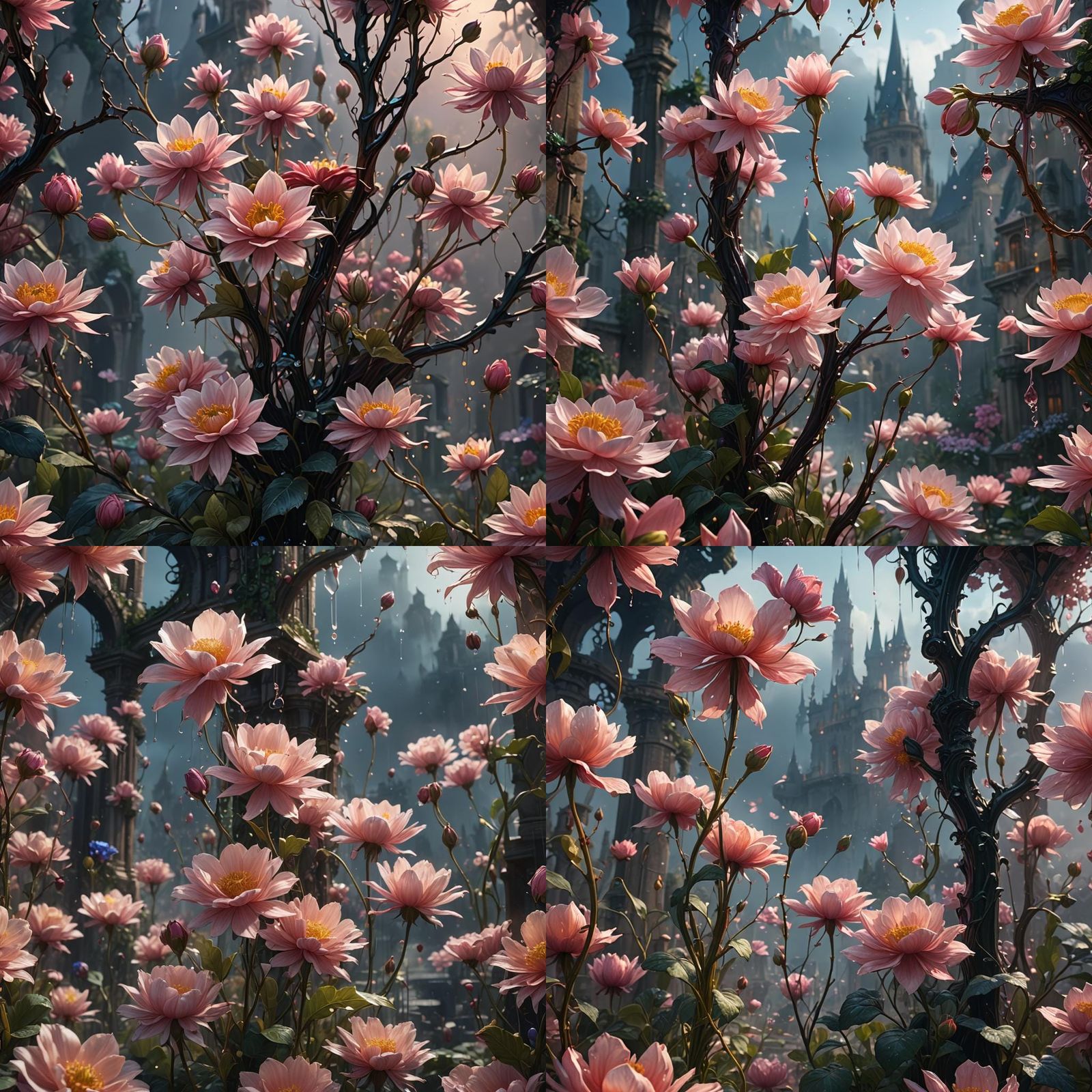 Translucent Dewdrop Flower in Misty Glade