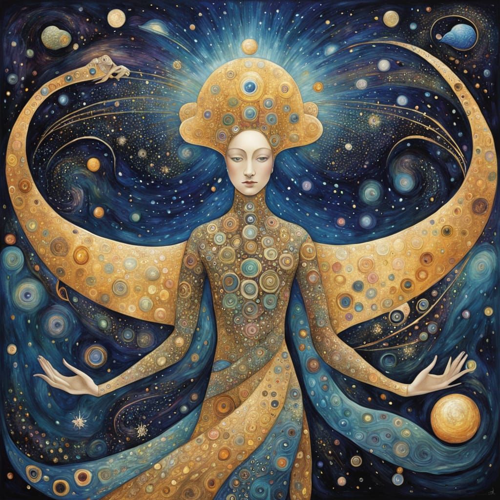 Surreal Cosmic Lifeform in Art Deco and Dadaism Styles