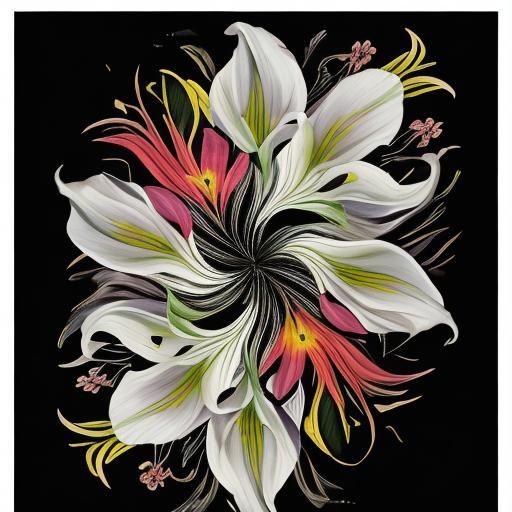 Colorful Calla Lilies in Surreal Illustration
