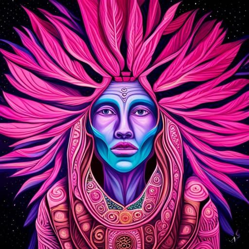 Majestic Alien Royalty in Hyper-Realistic Splash Art