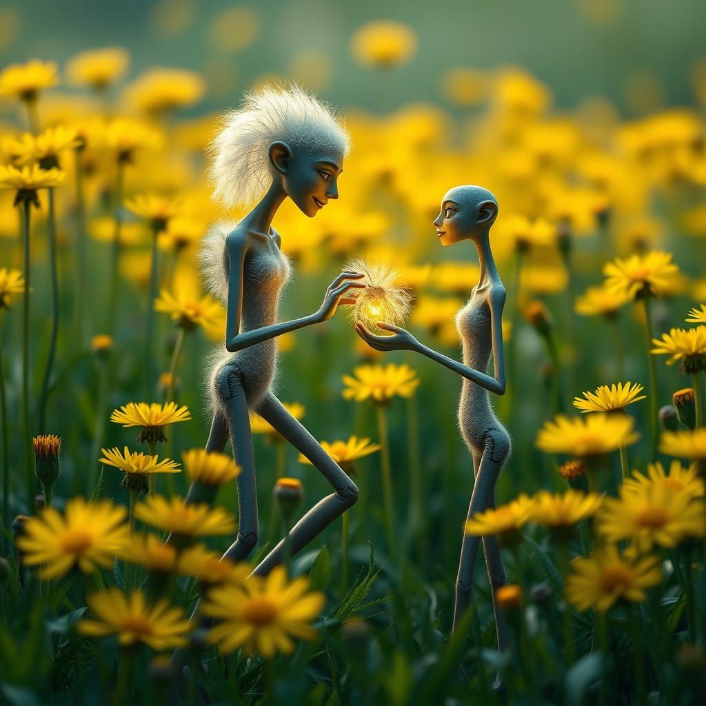 Handsome Dandelion Suitor Proposes to His Lovely Counterpart...