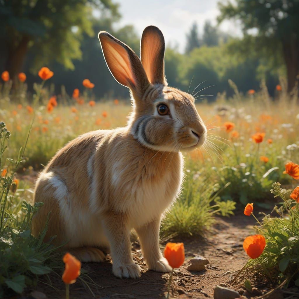 Vibrant Garden Blooms in Barren Landscape, Rabbit's Defiant ...