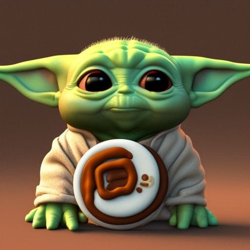Baby Yoda Cookie: Pixar-Style 3D Digital Art