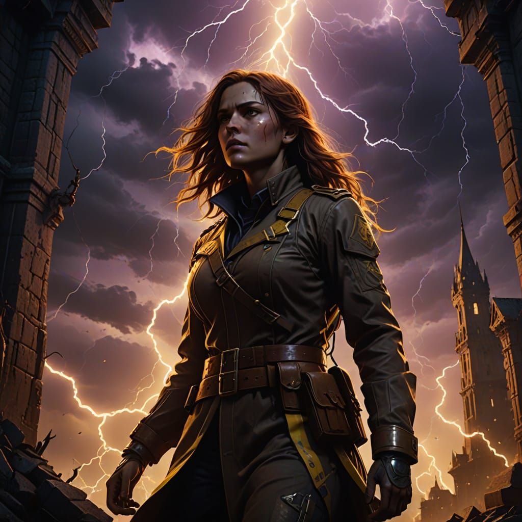 Ethereal Horror: Dark Fantasy Soldier Meets Tower in a Cyber...