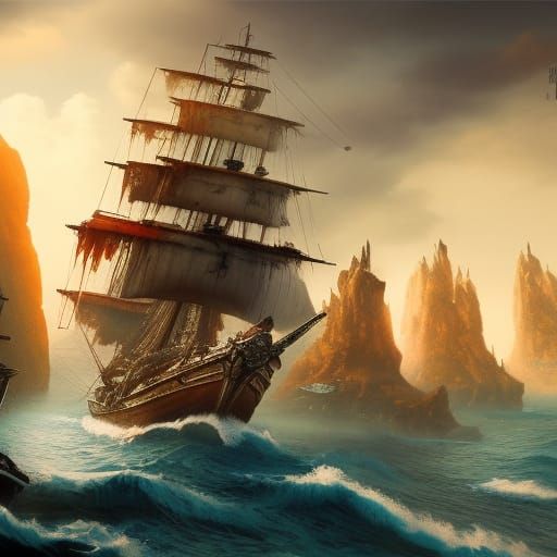 Detailed Matte Painting of Jack Sparrow in Deep Color