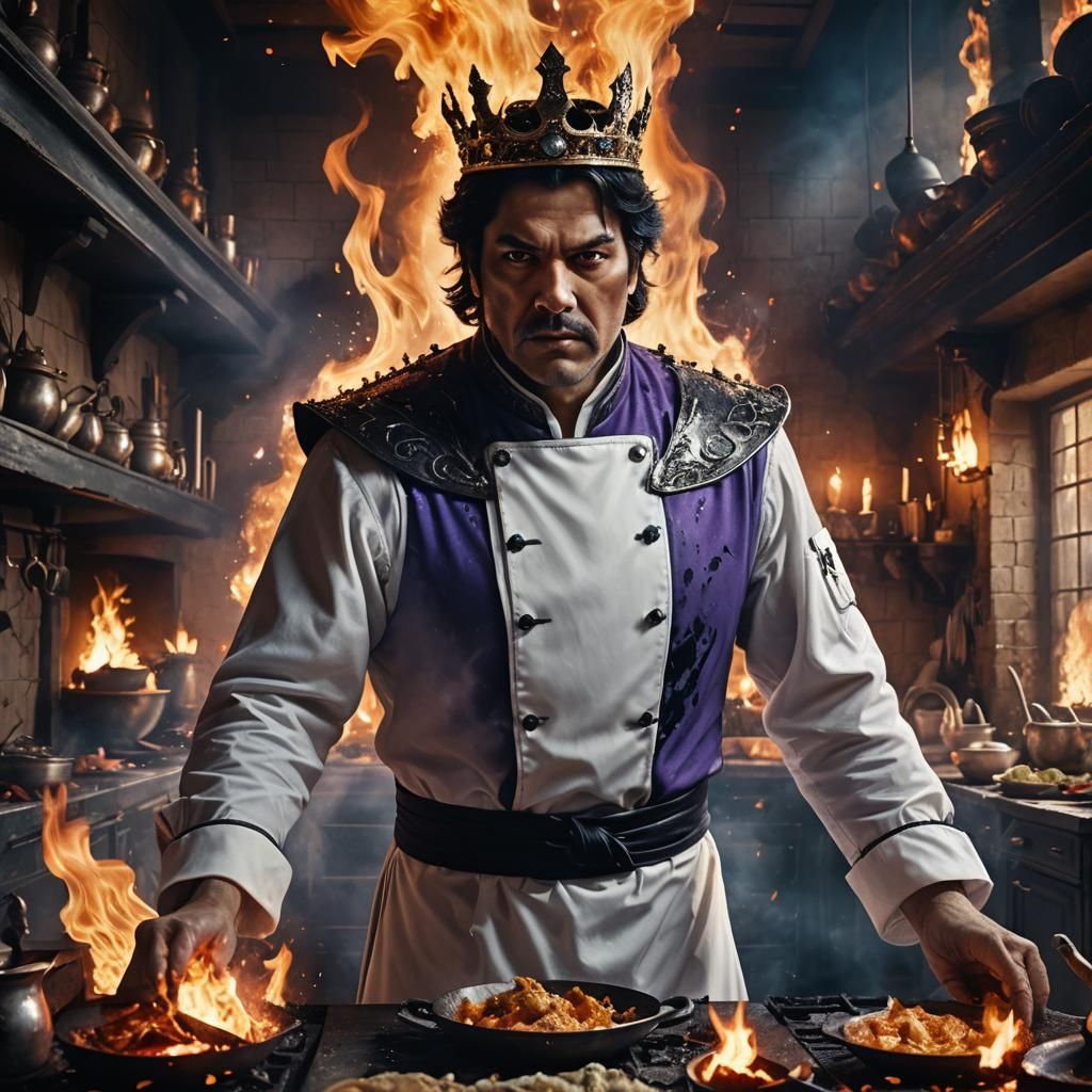 Evil King Chef in Destroyed Kitchen: Matte Painting