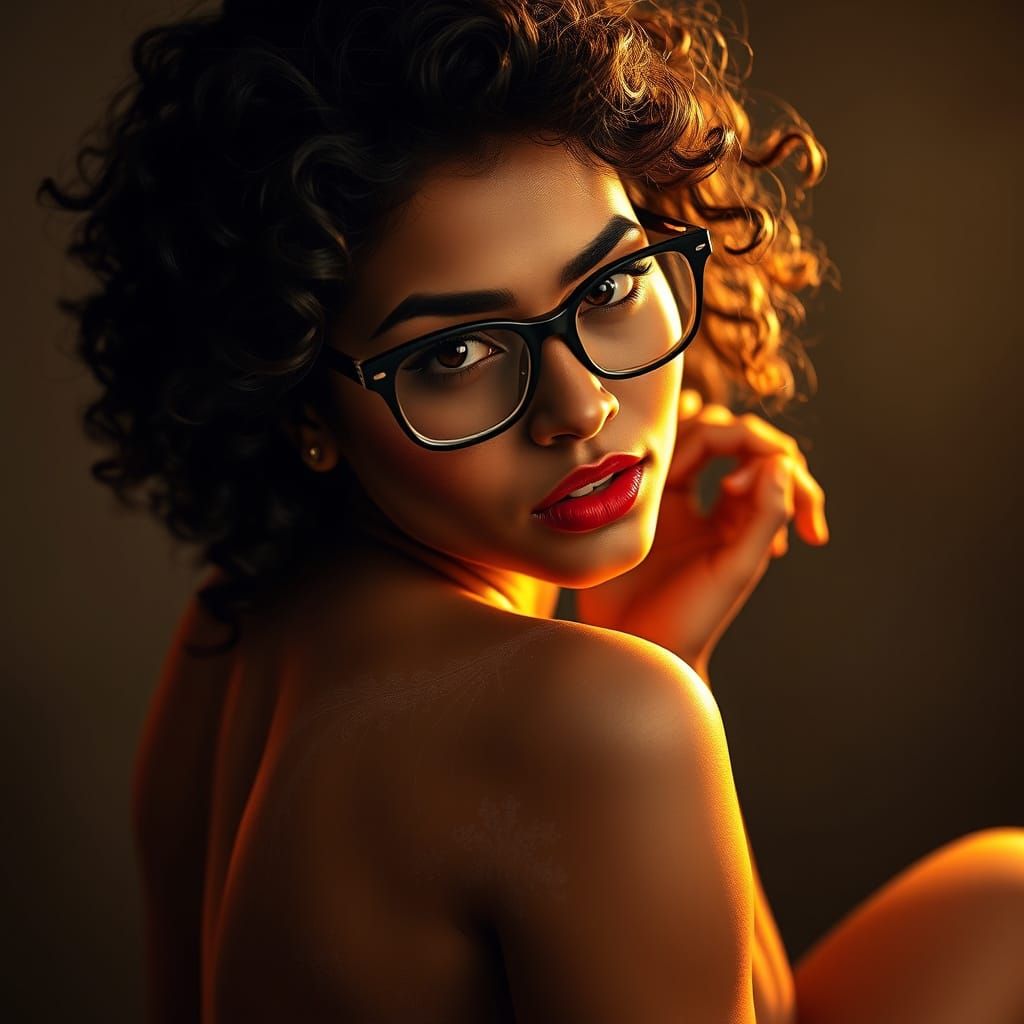 Curvy Woman with Glowing Skin in Golden Light