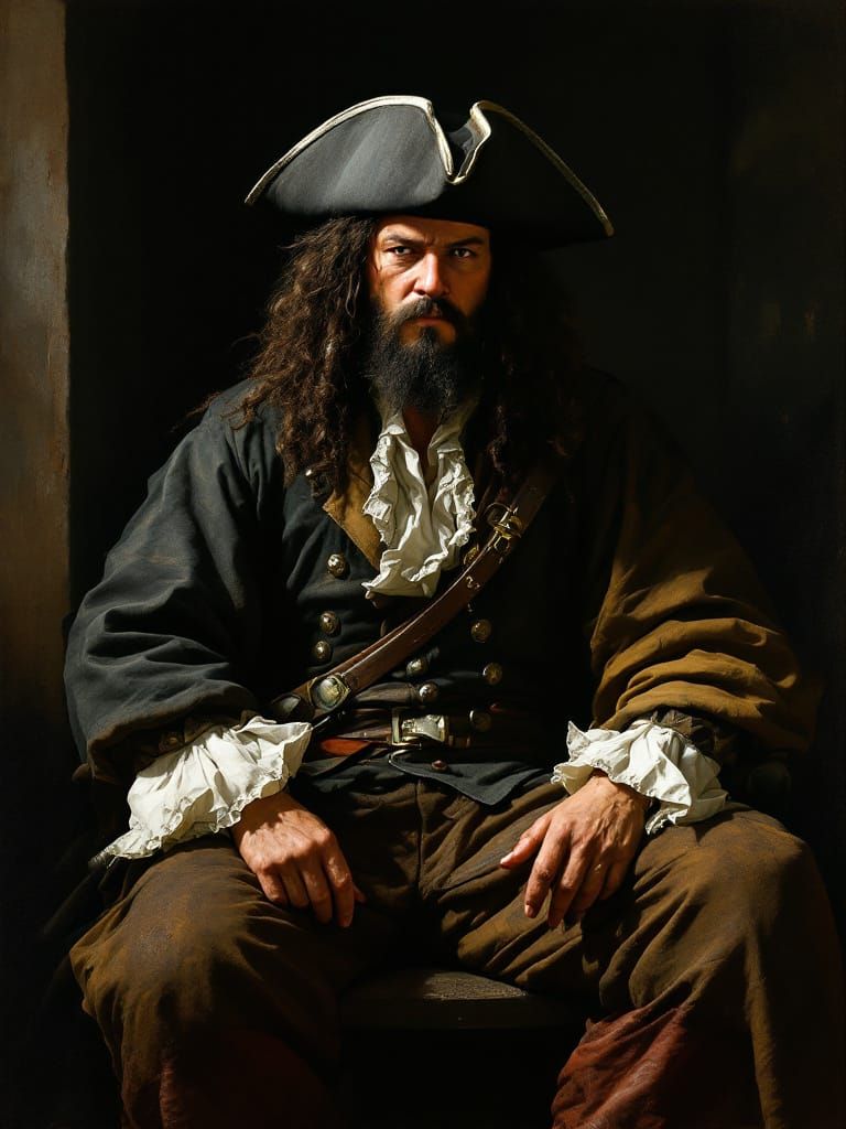 Blackbeard Portrait in Goya and Bruegel Style