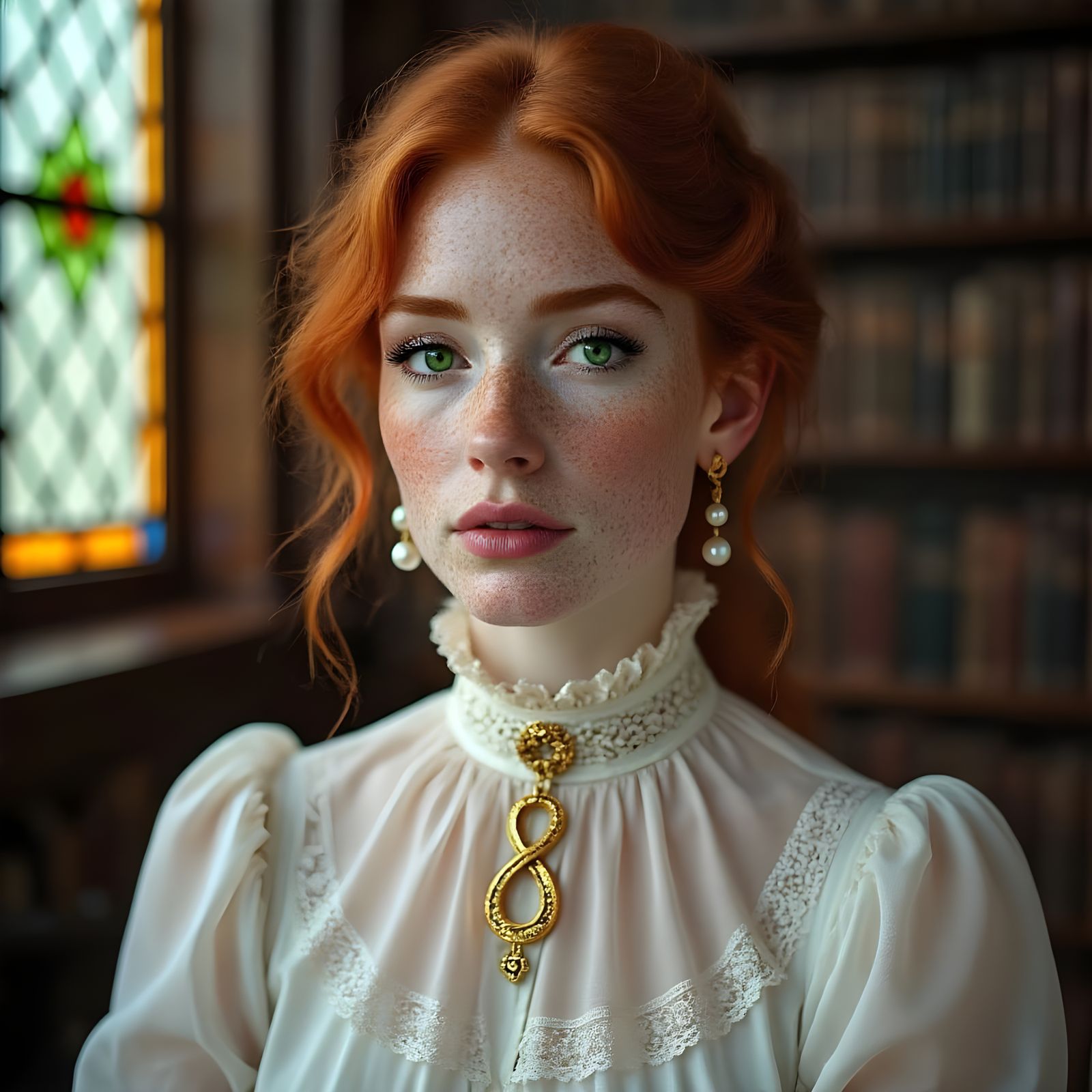 Classic Elegance in a Ginger Haired Woman