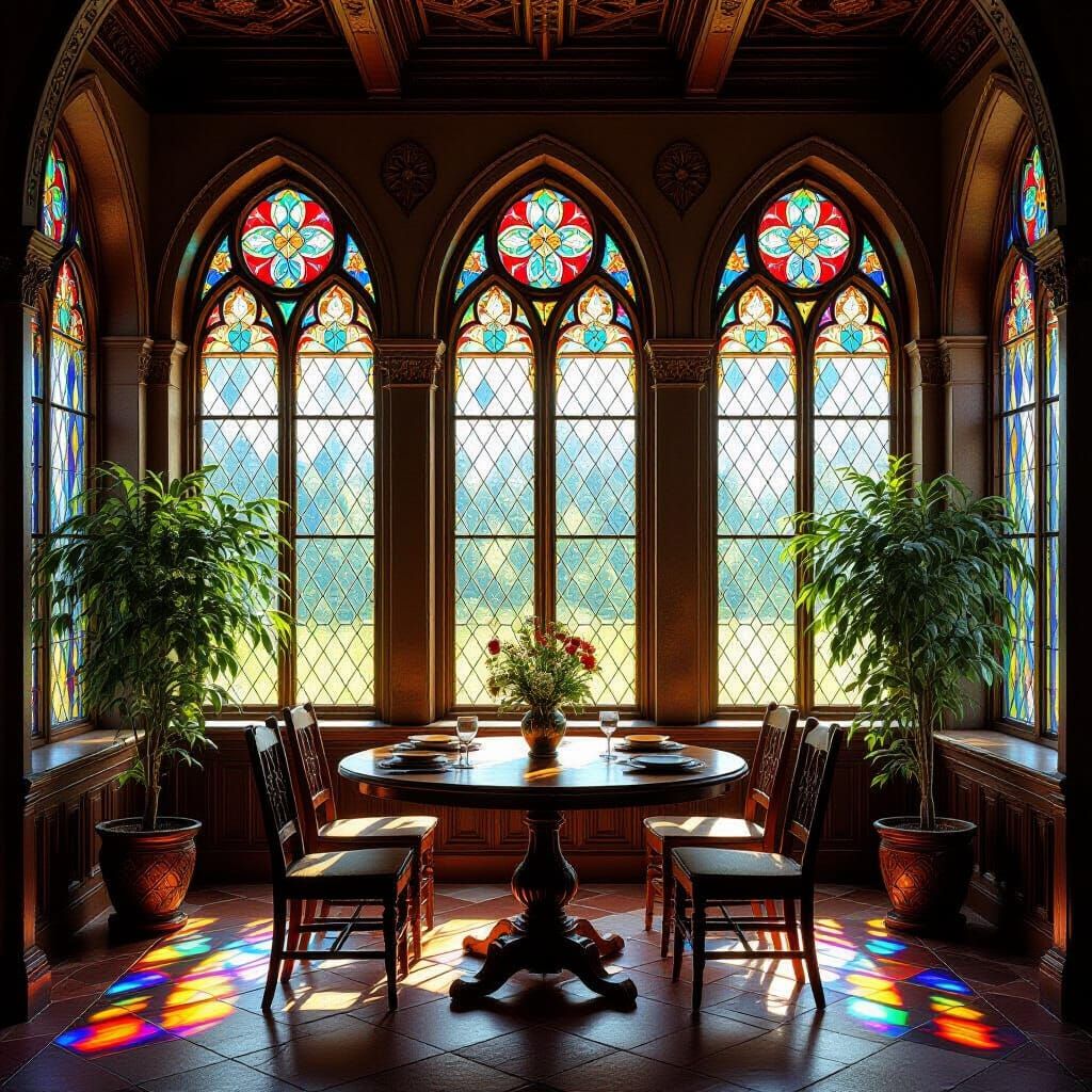 Medieval Dining Room in Pre-Raphaelite Style