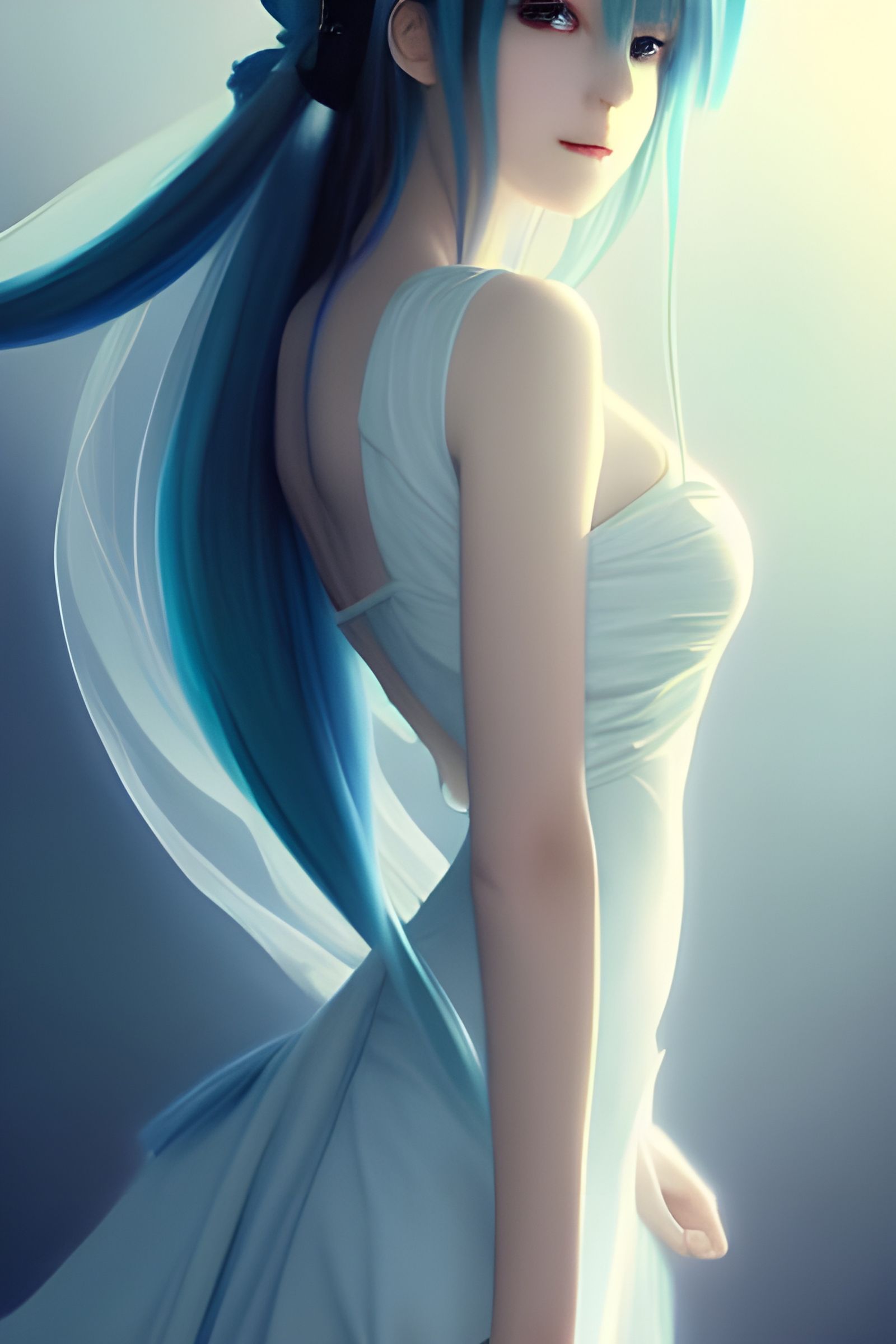 Hatsune Miku in Wedding Dress, Digital Art