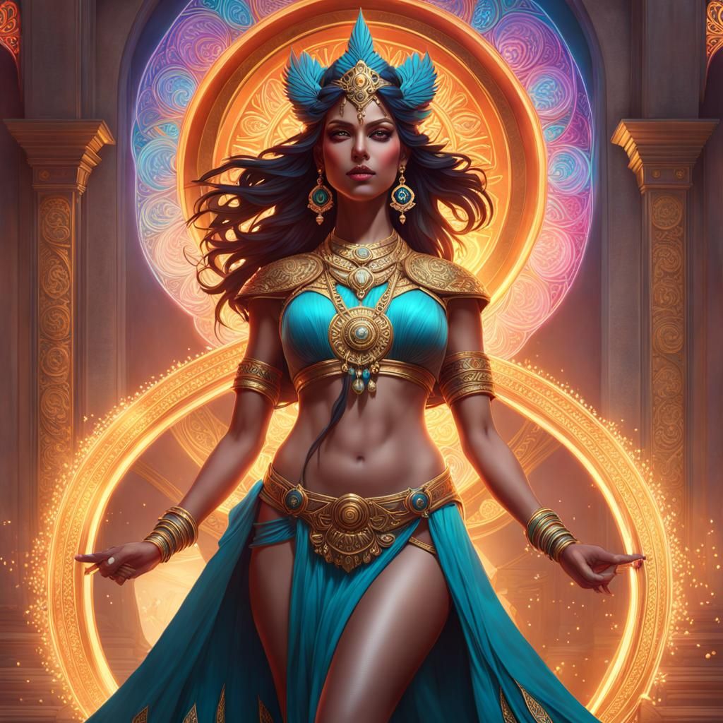 Shakti Goddess Portrait in Art Nouveau Style