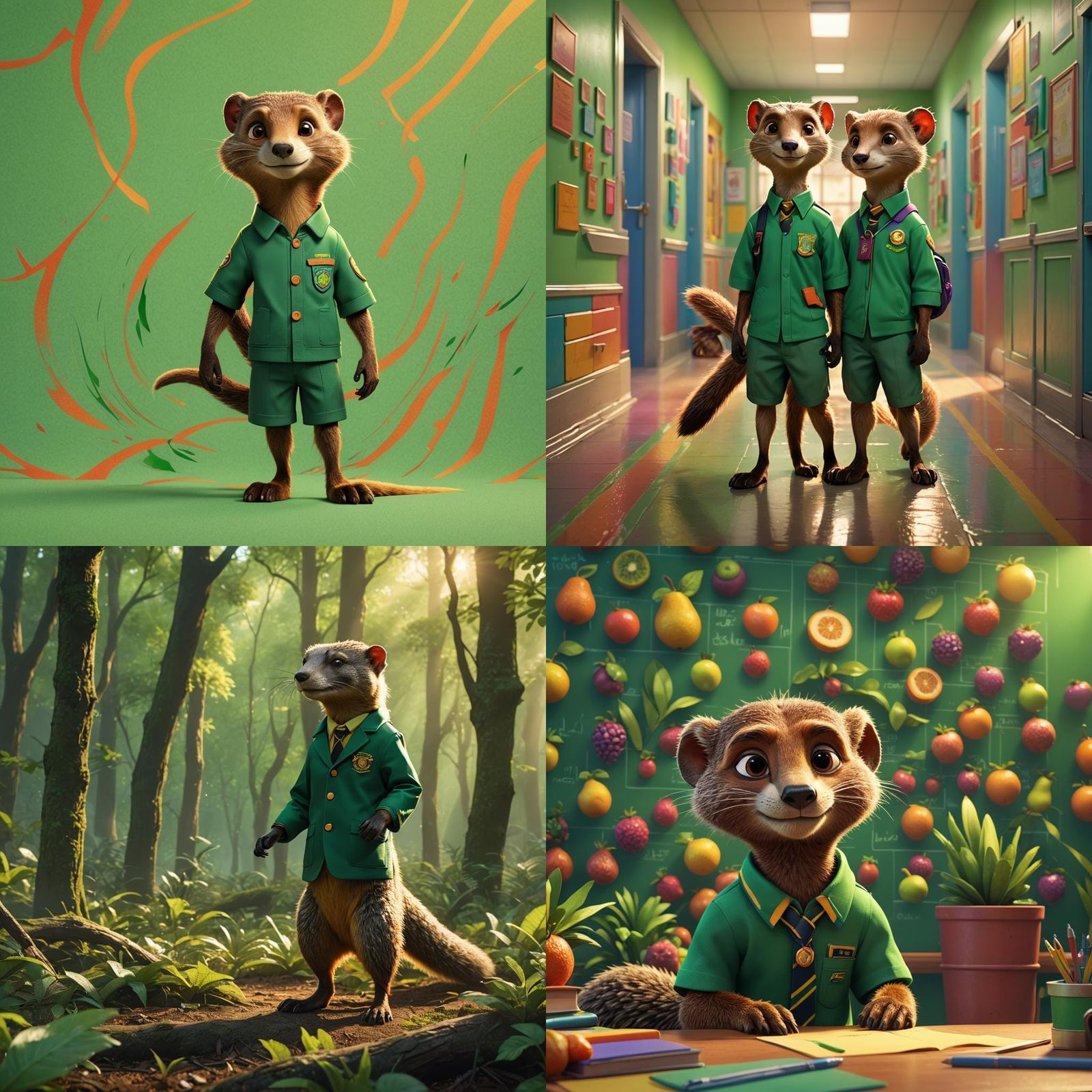 Mongoose in School Uniform: 3D Digital Art