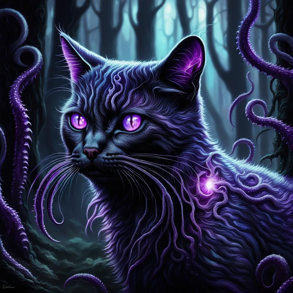 Ethereal Feline of Darkness Radiates Mystical Power