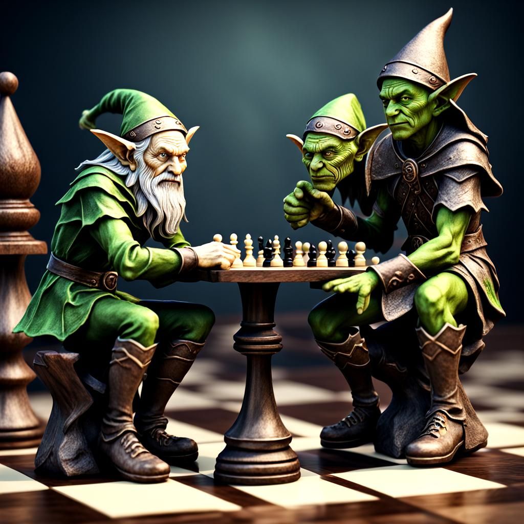 Elves and Goblins Chess Game in 3D