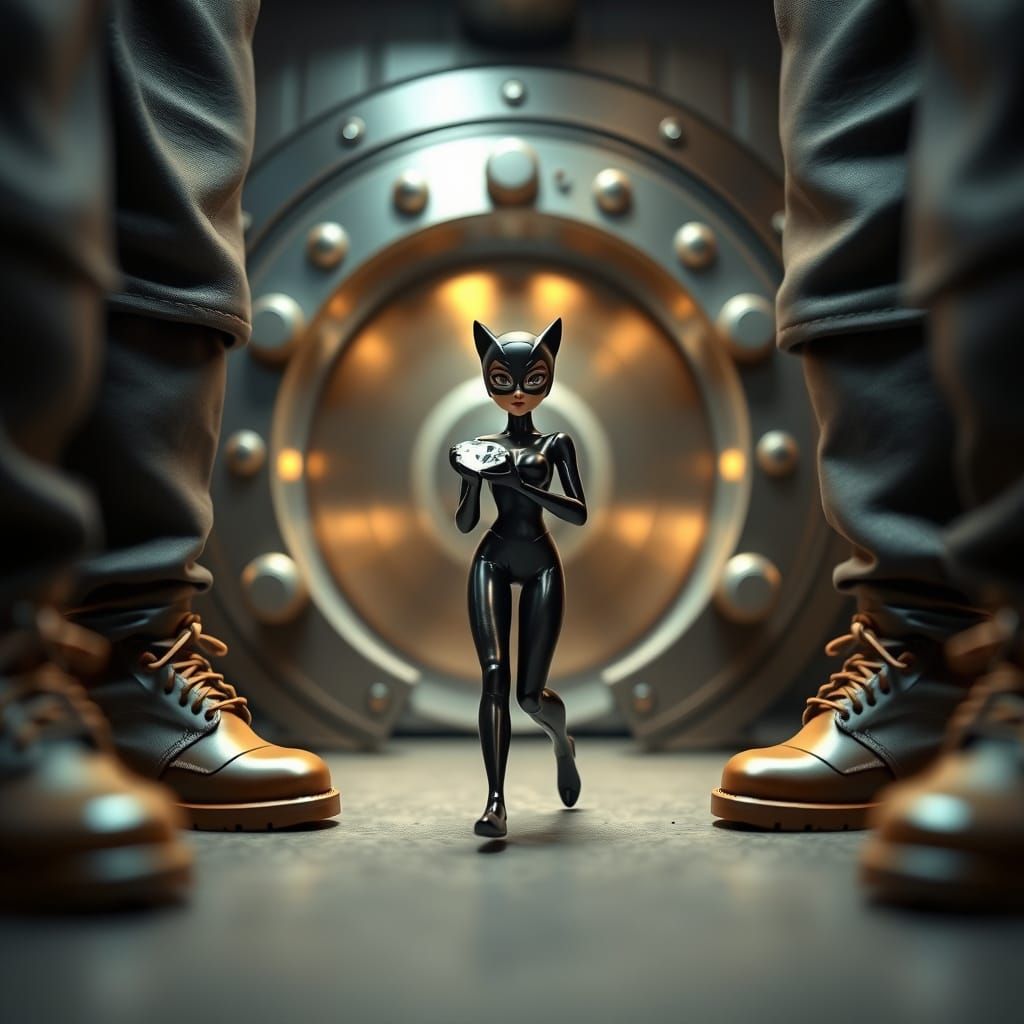 Miniature Jewel Thief in Bank Vault