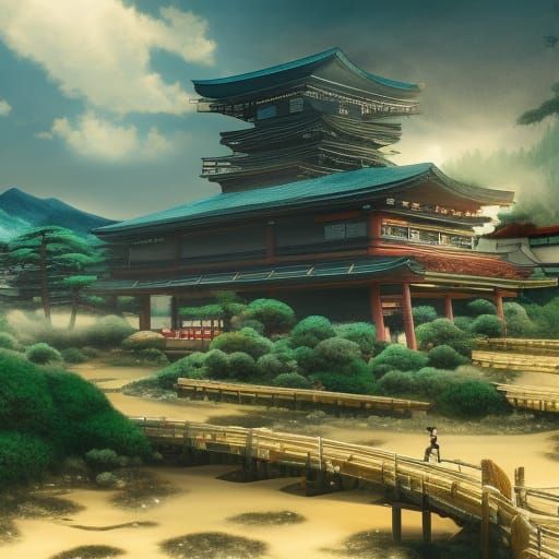 Detailed Naruto Scene in Japan: Fantasy Concept Art