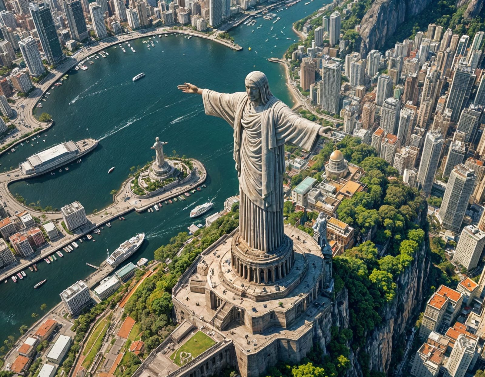 Christ the Redeemer: Intricate Painting from Drone View