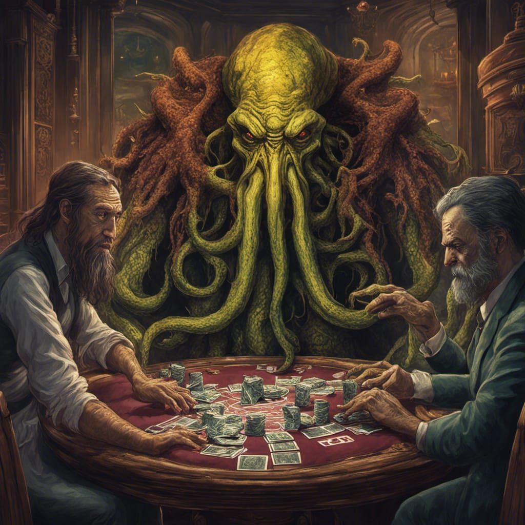 Cthulhu and Hastur Play Poker: Fantasy Concept Art