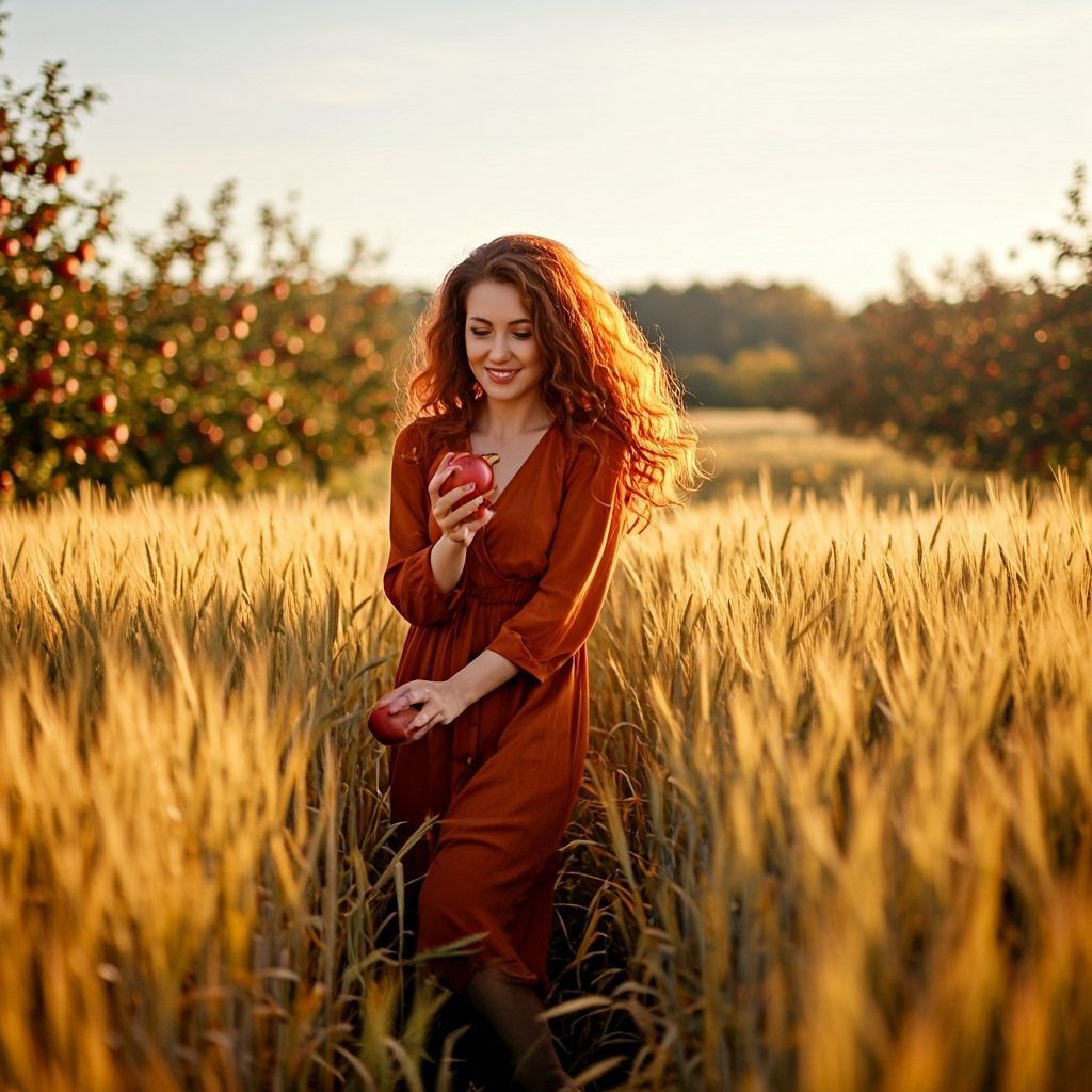 Woman Dancing in Golden Wheat Field at Dawn